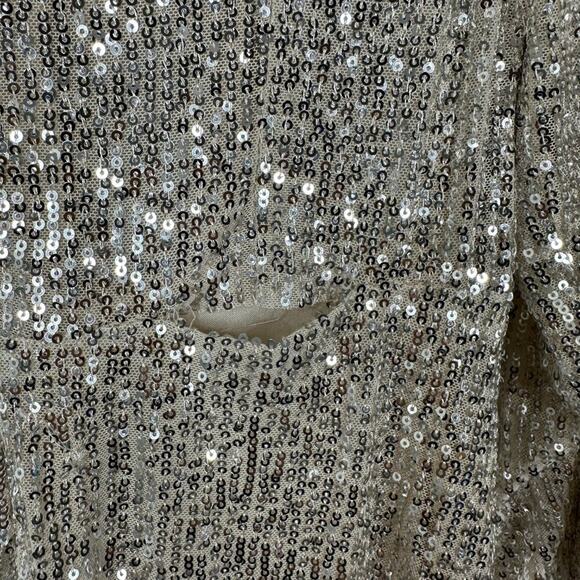 FLAWED - Mac Duggal Sequin Wrap Evening Gown Silver 8 #8490 - Picture 10 of 13
